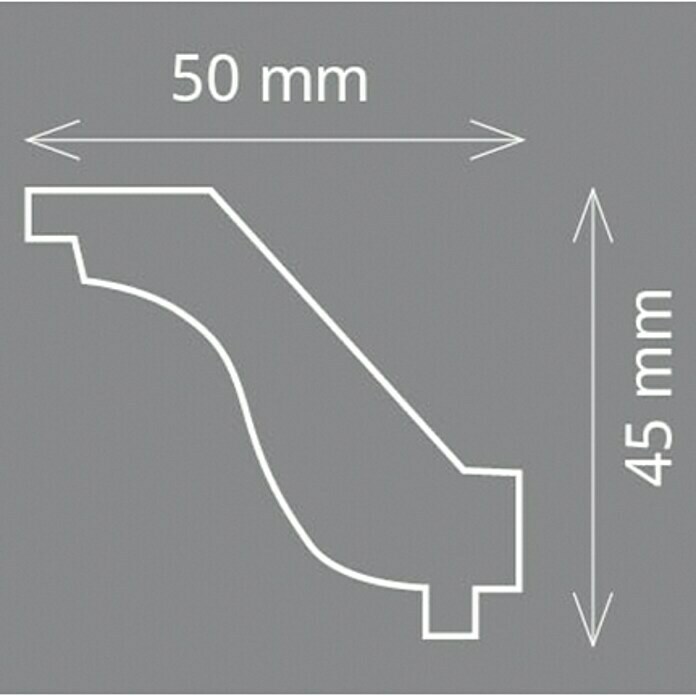 Zierprofil Modern HO200 x 5 x 4,5 cm, Extrudiertes Polystyrol (XPS) Front View