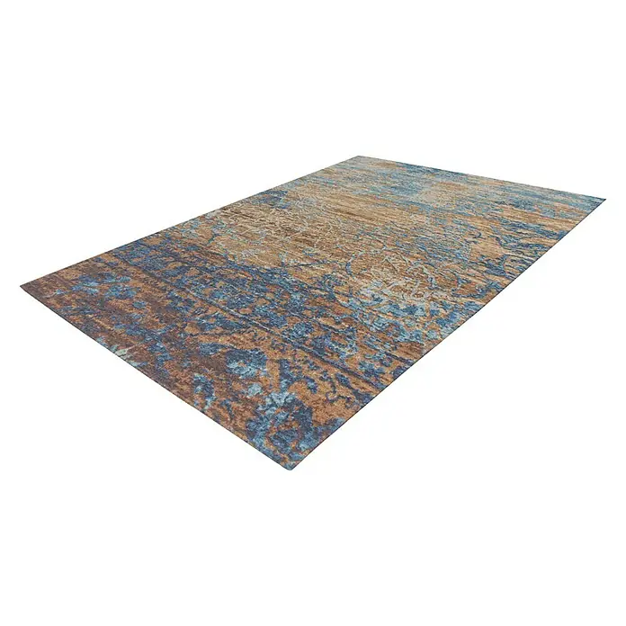 Kayoom Flachgewebeteppich Blaze - Multi/Blau, 170 x 115 cm, 74 % Polyester - Ein luxuriöser Teppich mit abstraktem Muster in Blau- und Brauntönen. Der Teppich verleiht jedem Raum einen Hauch von Eleganz und Komfort.