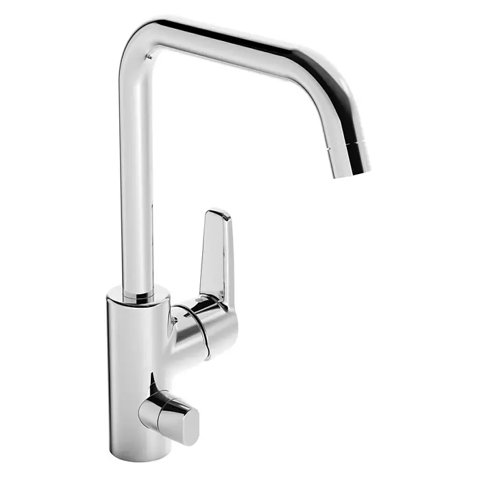 Hansa Polo Spültischarmatur - U-Auslauf, Chrom, Glänzend, Vorabsperrung - Ein glänzender, moderner Wasserhahn mit einem klaren, minimalistischen Design, perfekt für jede moderne Küche oder Badezimmer.