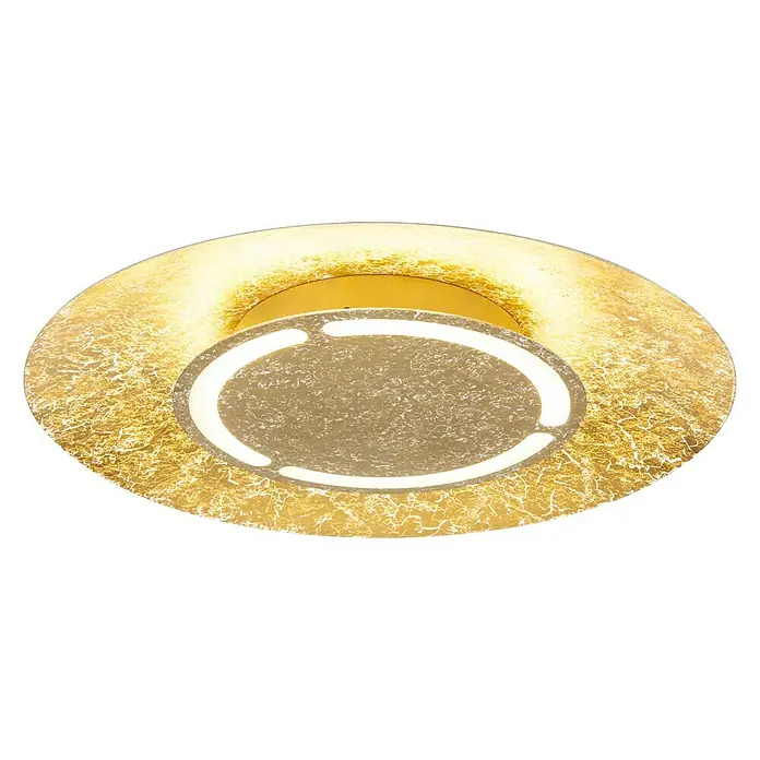 Globo LED-Deckenleuchte rund Tabea - 24 W, Ø x H: 500 mm x 8,5 cm, Gold - Goldene Deckenleuchte mit einem ovalen Design und einem glänzenden Finish, das ein warmes Licht im Raum verbreitet.