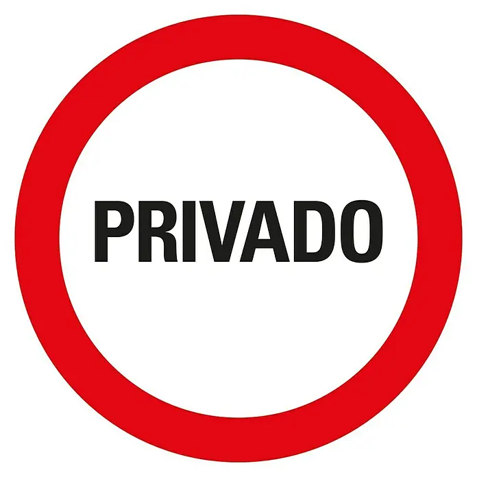 Pickup Señal de prohibición - Diámetro: 30 cm, Privado - Señal roja y blanca con la inscripción "PRIVADO", que indica una zona privada o restricción de propiedad.