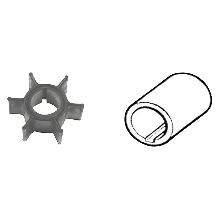 CEF Impeller 500320 - Ø x L: 40 x 22 mm, Wellendurchmesser: 13 mm - Eine Nahaufnahme eines Impellers und einer Buchse, die wesentliche Komponenten für Marineanwendungen darstellen.