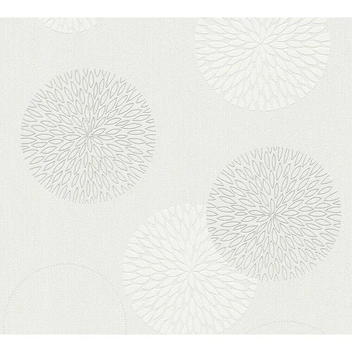 A.S. Création Vliestapete Blütenmuster - Creme/Weiß, Floral, 10,05 x 0,53 m - Weißes Tapetenmuster mit stilisierten Blüten.