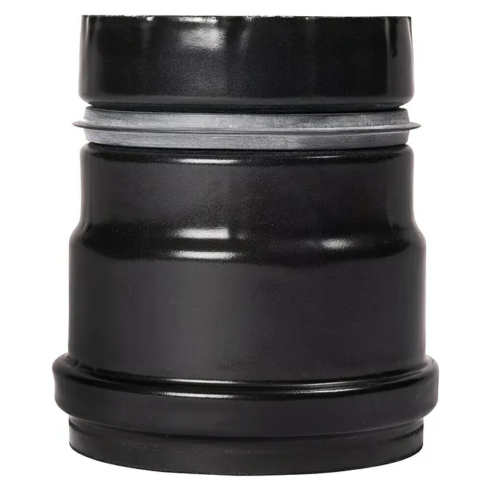 Bertrams Ofenanschluss - Durchmesser: 80 mm, Edelstahl, Pulverbeschichtet, Schwarz Metallic - Schwarzer Abwasserrohrverbinder mit Dichtung für Sanitärinstallationen, robust und langlebig für den Einsatz im Innenbereich.