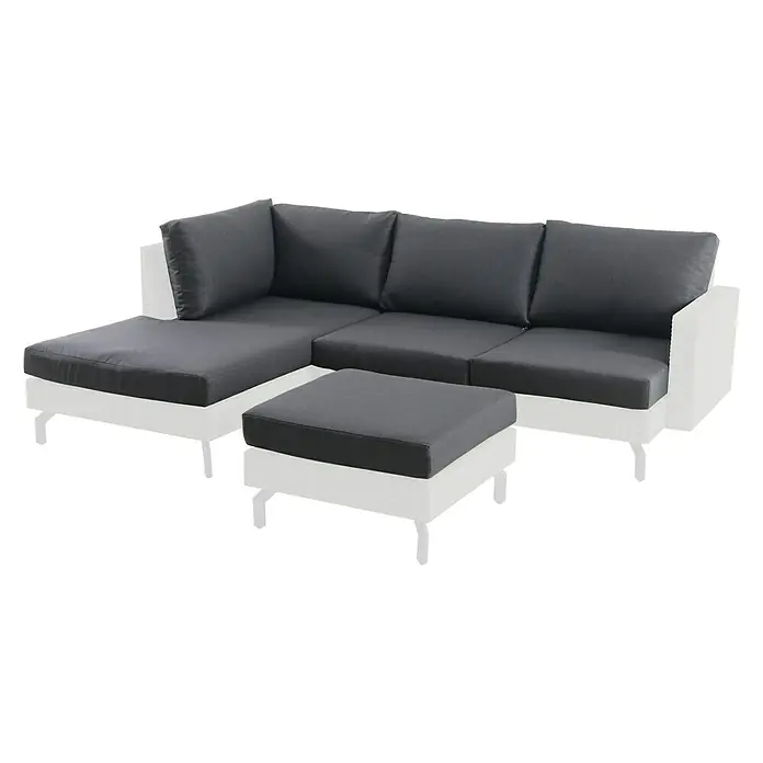 Sunfun Ersatzkissen Mirca - Passend für: Sunfun Mirca Loungemöbel-Set 3-tlg. - Elegantes modulares Lounge-Set in Weiß mit grauen Kissen und Ottomane für den stilvollen Außenbereich.