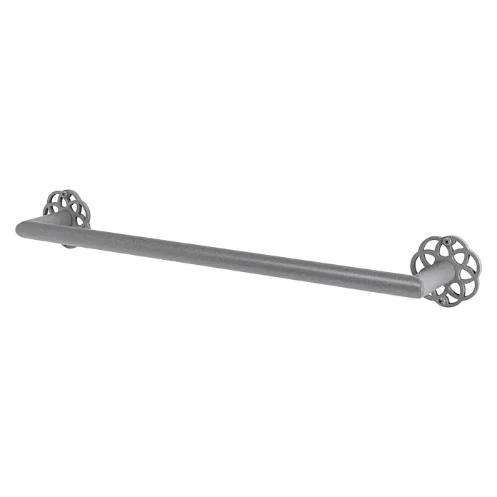 CM Baños Mandala Toallero de barra - Gris - Barra de toalla gris con piezas finales circulares decorativas para el baño.