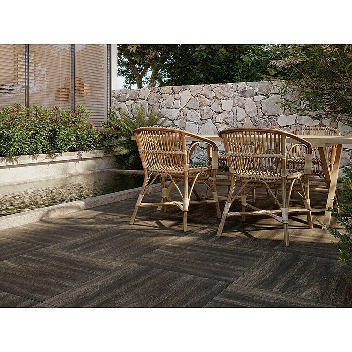 Terasna ploščica Strobus  (60 x 60 x 2 cm, Ebony/Rjava, Mat) | Kamnite ploščice | Talne ploščice | Ploščice | Izdelki | BAUHAUS