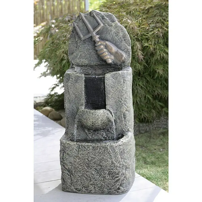Silex Gartenbrunnen Wassermann - 35 cm x 26 mm x 81 cm, Kunststoff - Dekorativer Zimmerbrunnen mit einem dreizackigen Design, der einen Hauch von Gelassenheit in jeden Raum bringt.