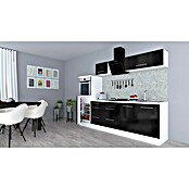 Respekta Premium Composición de cocina (Ancho: 270 cm, Con dispositivos eléctricos, Negro de alto brillo)