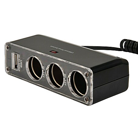 Cartrend Auto-Dreifach-Steckdose (Geeignet für: Autos, Ausstattung: USB 2.0)