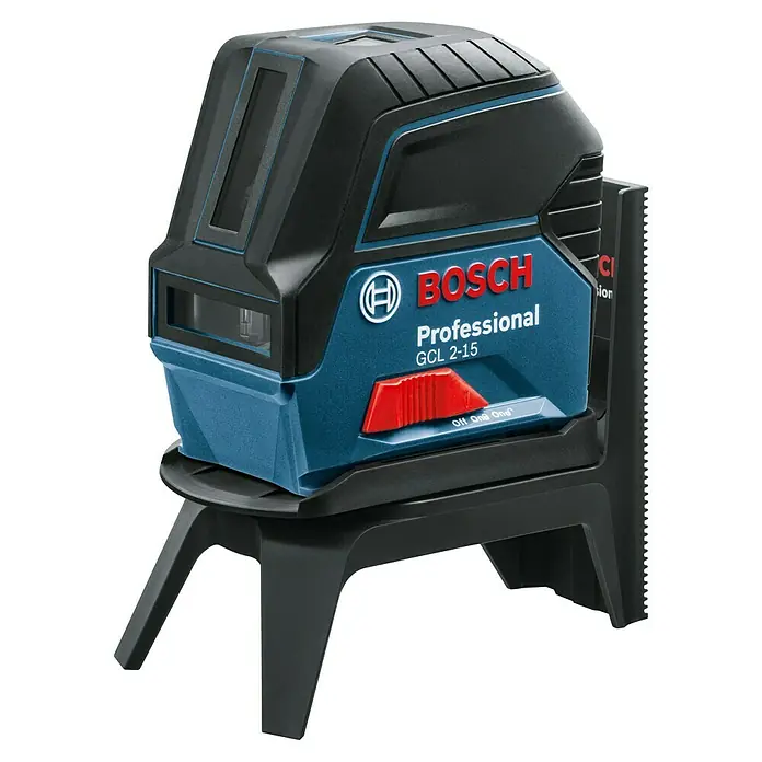 Bosch Professional Kombilaser GCL 2-15 - Arbeitsbereich: Ca. 15 m, 5 -tlg. - Bosch GCL 2-15 Professional Kreuzlinienlaser mit Lotpunkten für präzises Nivellieren im Innenbereich.