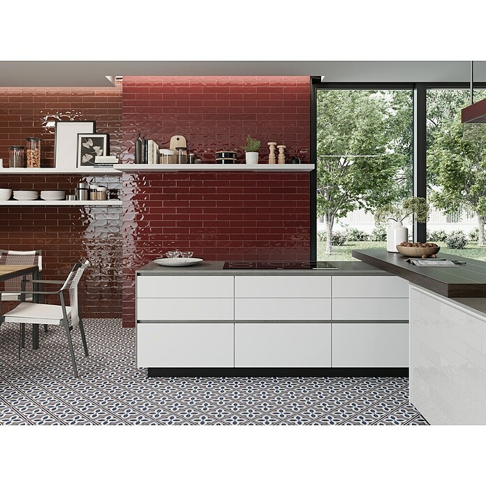 El Barco Wandtegel FASHION Burdeos (7,5 x 30 cm, Rood, Glanzend) | BAUHAUS