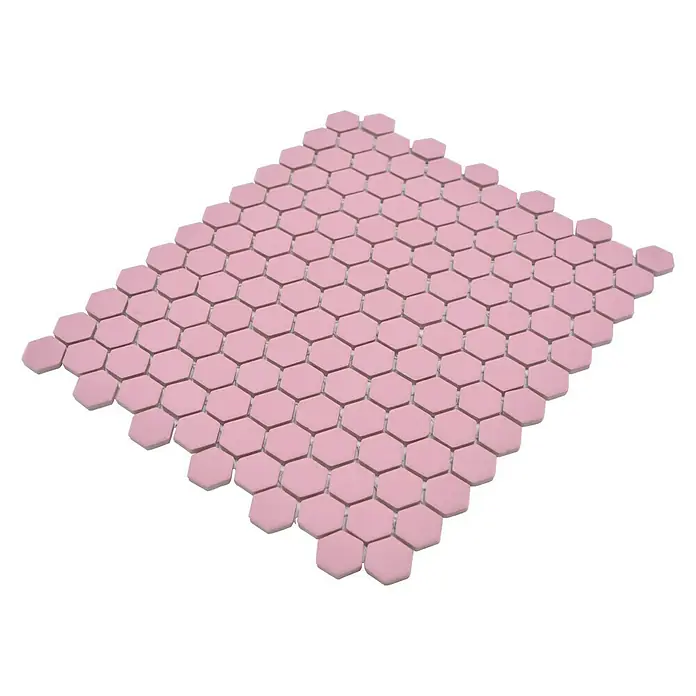 Mosaikfliese Hexagon Uni HX AT22 - 26 x 30 cm, Rosa, Matt - Rosa Sechseck-Mosaikfliesen für Wand- und Bodenbeläge. Perfekt für stilvolle Akzente im Badezimmer oder der Küche.
