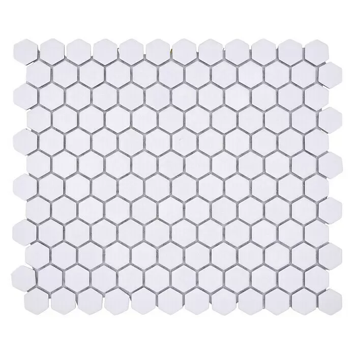 Mosaikfliese Hexagon Uni HX AT21 - 26 x 30 cm, Weiß, Matt - Vorderansicht