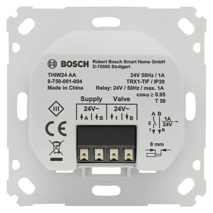 Bosch Smart Home Raumthermostat Fußbodenheizung (24 V/50 Hz, Weiß