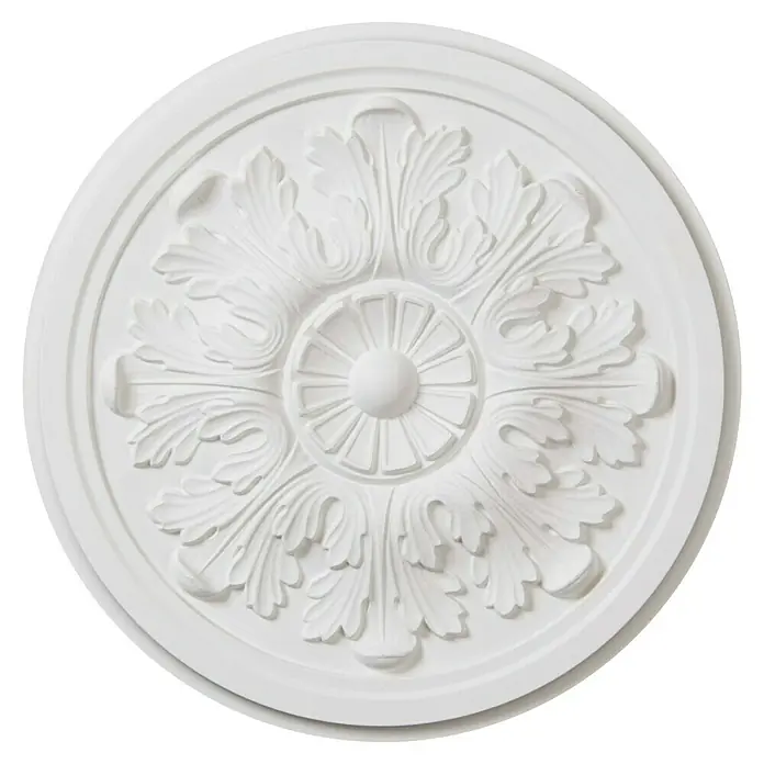 Nmc Decoflair Rosette M63 - Durchmesser: 32,5 cm, Hochverdichteter Polyurethanschaum (PU), Weiß - Weiße Stuckrosette mit filigranem Blattmuster, ideal für die stilvolle Deckengestaltung und als dekoratives Element in jedem Raum.