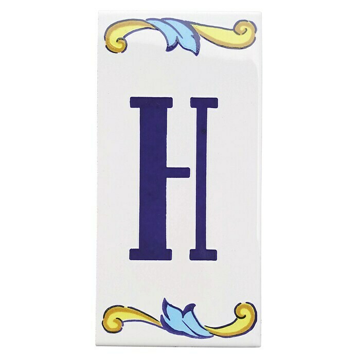 Azulejo de gres Letra H (7,5 x 15 cm, Blanco, Brillante)