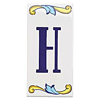 Pavimento cerámico Letra H (7,5 x 15 cm, Blanco/Azul/Amarillo, Brillante)