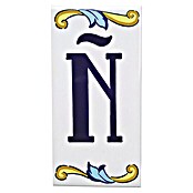 Azulejo de gres Letra Ñ (7,5 x 15 cm, Blanco, Brillante)