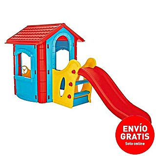 Caseta infantil Happy House (L x An x Al: 112 x 252 x 131 cm, Plástico, Azul/Rojo)