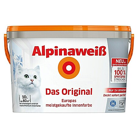 Alpina Alpinaweiss Wandfarbe Das Original (Weiß, Matt, 10 l, Konservierungsmittelfrei)