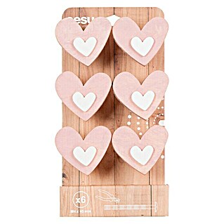 Nesu Set de tiradores para muebles Corazón Shabby (L x An x Al: 5,4 x 4,6 x 3,2 cm, Madera)