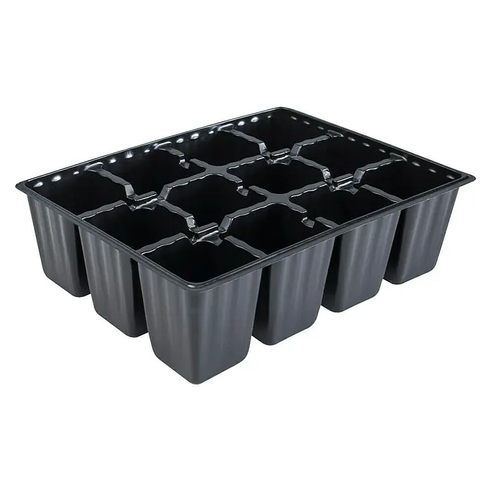 Windhager Anzuchttopf - L x B x H: 17,5 x 13,5 x 5,5 cm, Schwarz, 4x12 Töpfe - Schwarze Anzuchtschale mit mehreren Fächern zur Aussaat und Aufzucht von Pflanzen, ideal für Gärtner und Pflanzenliebhaber.