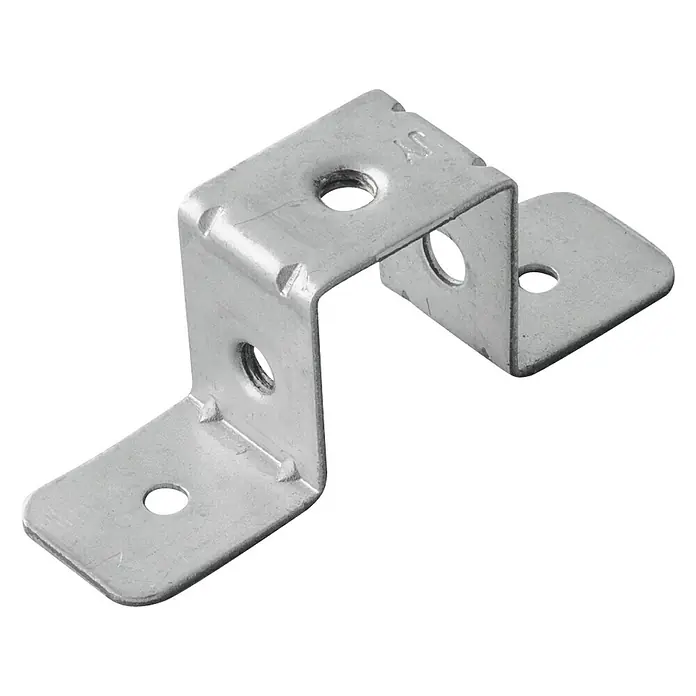 Placafix Anclaje de montaje Omega - Número de componentes: 100 ud., Falsos techos - Escuadra metálica con agujeros para tornillos, ideal para conexiones sólidas en construcción y bricolaje.