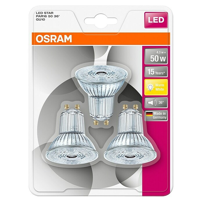 Osram Star LED-Leuchtmittel (4,3 W, Warmweiß, 3 Stk.)