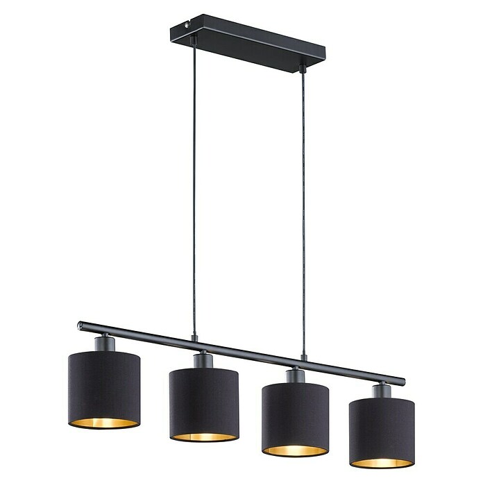 Reality Leuchten Pendelleuchte (4 x 7 W, Schwarz/Gold, Höhe: 150 cm)