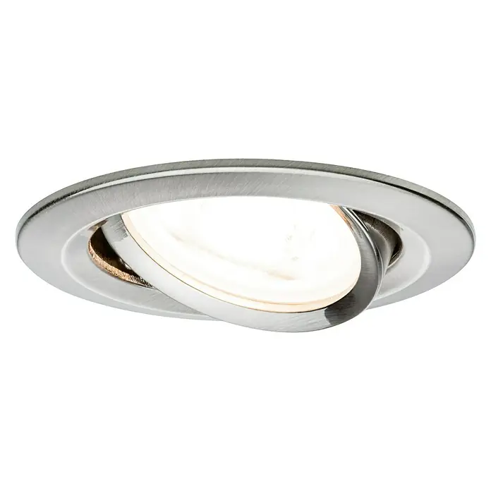 Paulmann Downlight empotrable LED redondo Nova Orientable - 6,5 W, Ø x Al: 8,4 x 9 cm, Hierro cepillado, Blanco cálido - Un foco empotrable redondo moderno con aspecto cromado, con su diseño giratorio que proporciona soluciones de iluminación flexibles.