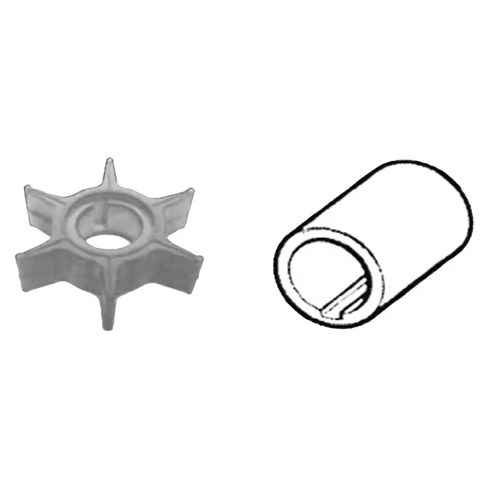 CEF Impeller 500338 - Ø x L: 55,75 x 20,2 mm, Wellendurchmesser: 17,25 mm - Ein graues Pumpenrad und eine weiße Hülse.