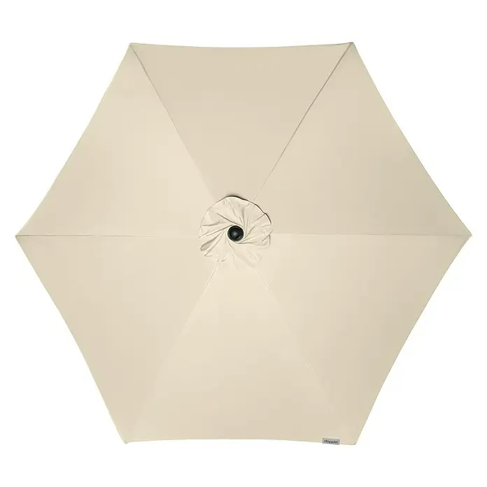 Doppler Active Marktschirm rund Auto Tilt - Natur, Durchmesser Bespannung: 320 cm - Draufsicht eines cremefarbenen Sonnenschirms, der einen eleganten und schützenden Mittelpunkt für jeden Außenbereich bietet.
