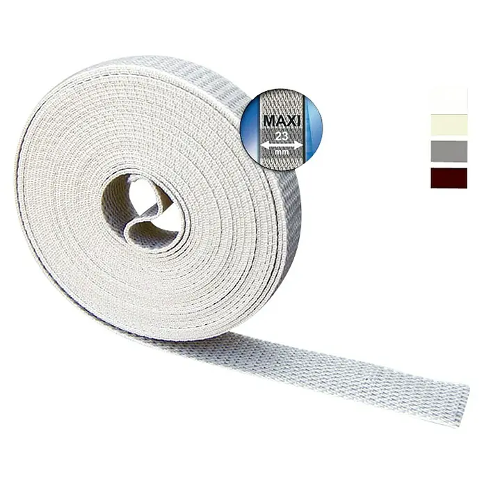 Schellenberg Cinta para persiana - Beige, Largo: 4,5 m, Anchura de la correa: 23 mm, Polipropileno - Una cinta de correa blanca, ideal para persianas enrollables. La cinta tiene 23 mm de ancho y está enrollada en un rollo.