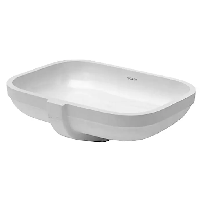 Duravit Happy D.2 Einbauwaschbecken - 52 x 38,5 cm, Ohne Spezialglasur, Hahnloch: Ohne, Mit Überlauf, Weiß - Einbauwaschbecken aus weißer Keramik, modern und elegant, für ein stilvolles Badezimmer.