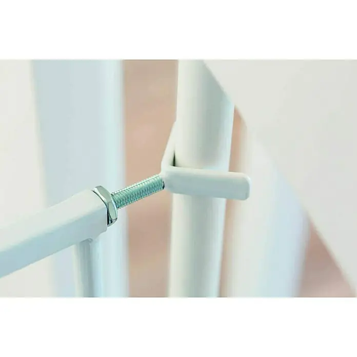 Abus Treppenadapter Henry - 1 Stk. - Nahaufnahme eines weißen, verstellbaren Spannschlosses, das an einem Rahmen befestigt ist.