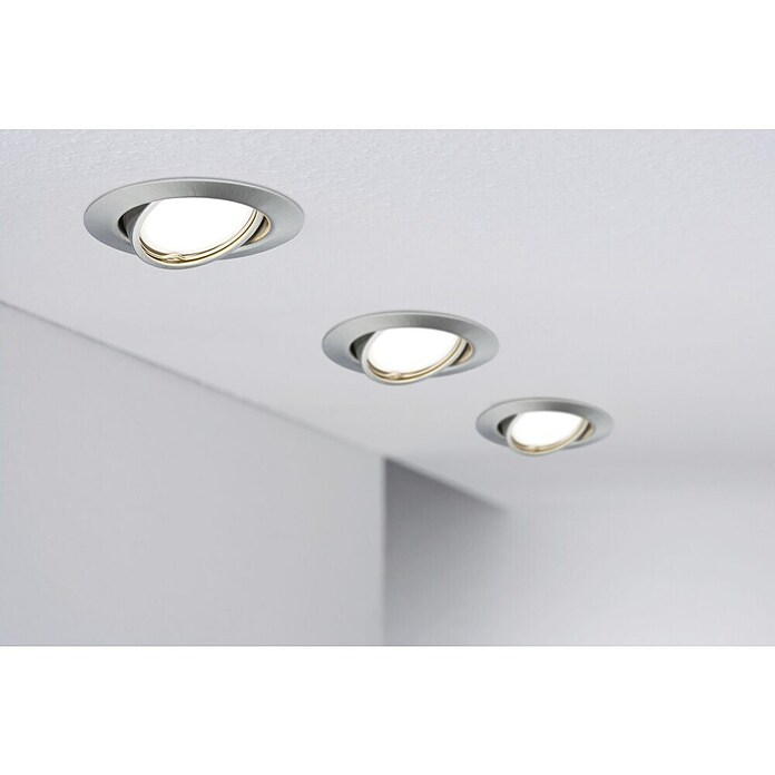 Paulmann LED-Einbauleuchten-Set (5 W, Eisen gebürstet, Durchmesser: 9 cm, 3 Stk., GU10)