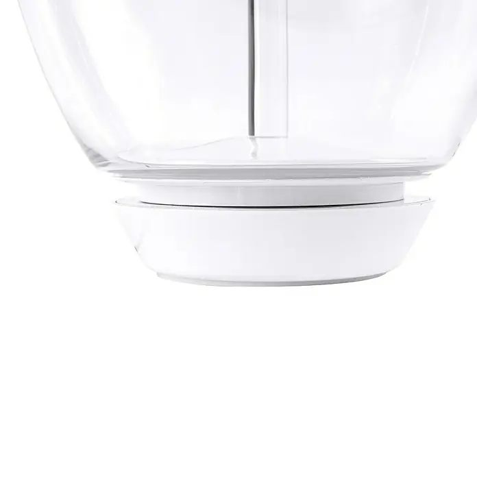 Artemide LED-Tischleuchte Empatia 36 - 26 W, Weiß, Warmweiß, Höhe: 38,2 cm - Nahaufnahme einer Salatschleuder mit einer transparenten Schüssel und einem weißen Sockel für die Entwässerung.