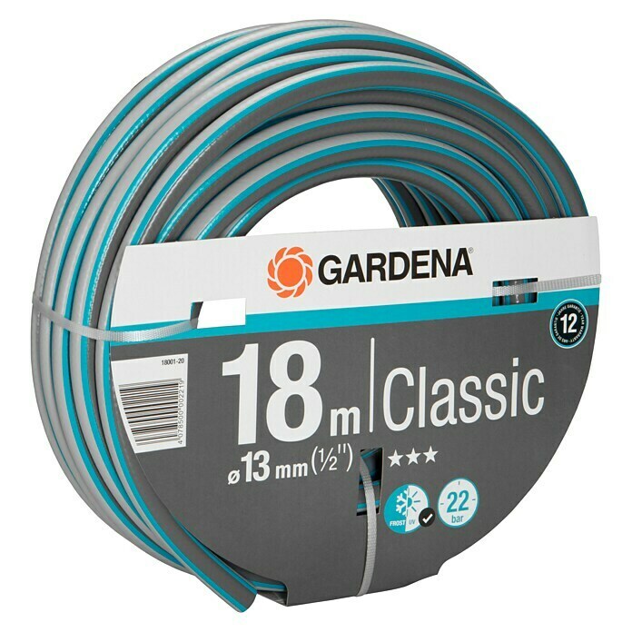 Gardena Classic Manguera (Largo: 18 m, Diámetro tubo flexible: 13 mm (½''), Presión máxima: 22 bar)
