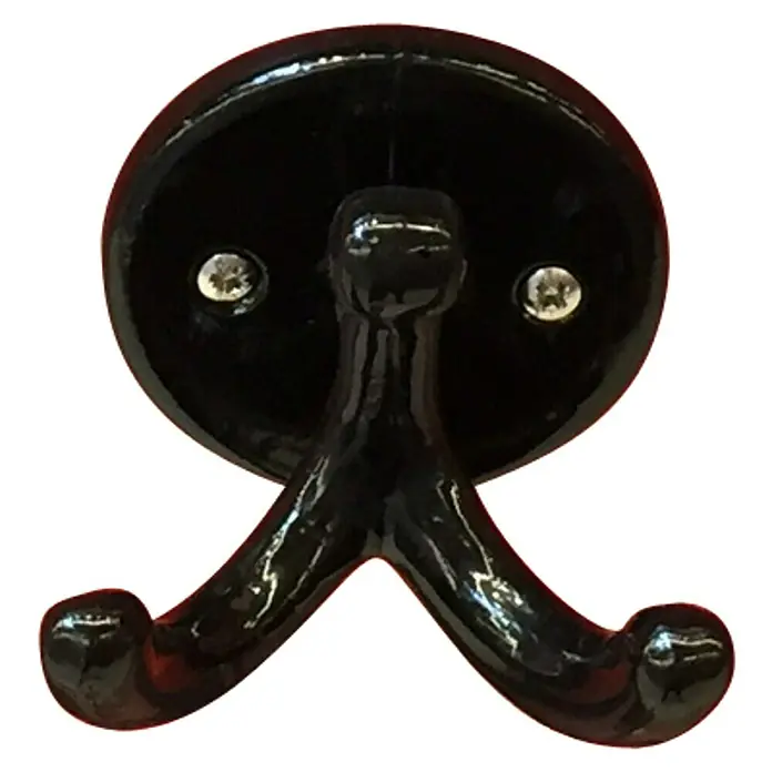 Häfele Gancho para colgar - Altura: 70 mm, Negro - Perchero de pared negro con dos ganchos para colgar ropa, toallas o accesorios. Un complemento práctico y elegante para cualquier habitación.