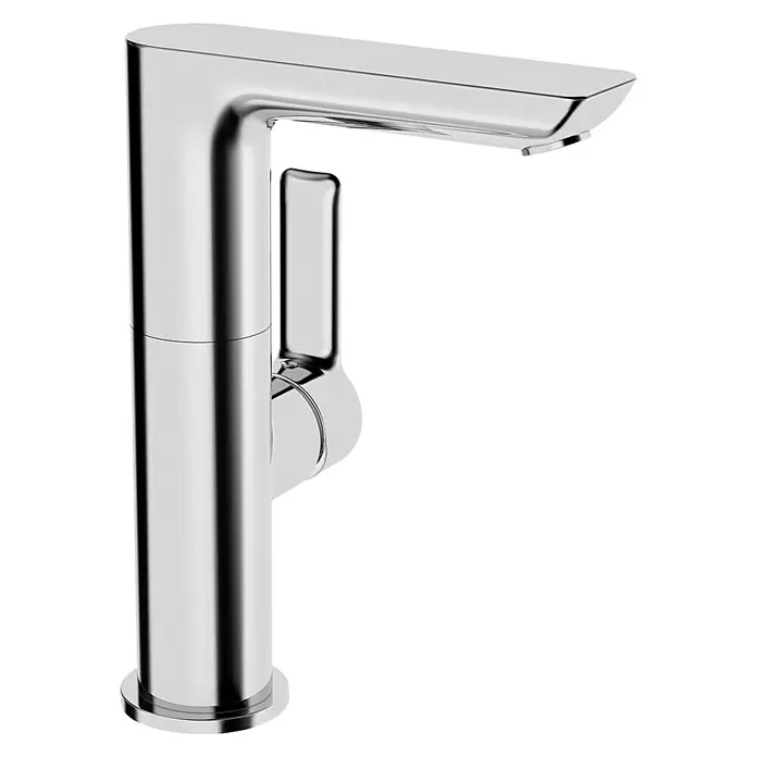 Hansa Ligna Waschtischarmatur - Ohne Zugstange, Chrom, Glänzend, Schwenkbar - Glänzender Chrom-Wasserhahn mit modernem Design für Badezimmer und Küche, ideal für stilvolle Waschbecken.