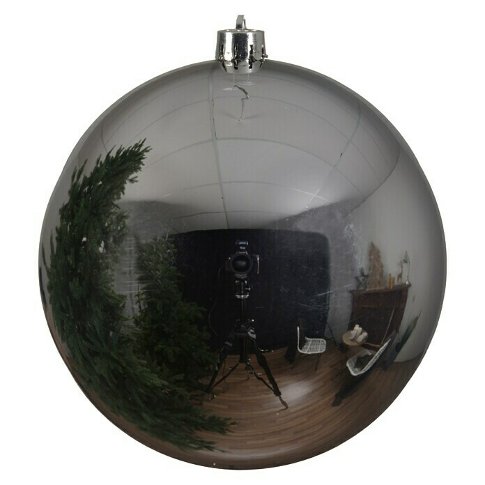 Christbaumkugel (Silber, Durchmesser: 20 cm, Bruchfest)