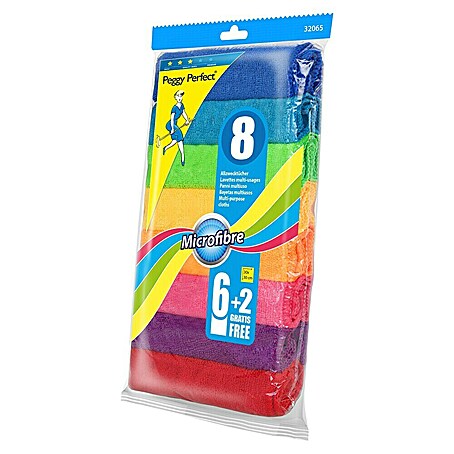 Peggy Perfect Mikrofasertuch Multicolore (8 Stk., 30 x 30 cm, Mikrofaser, Bunt)