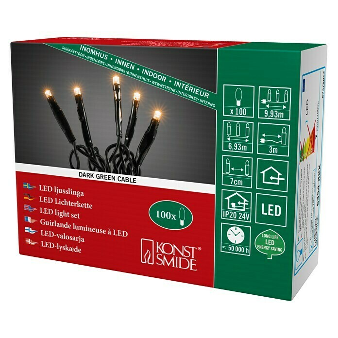 Konstsmide LED-Lichterkette Micro LED (Innen, 100-flammig, Lichtfarbe: Bernsteinfarben)