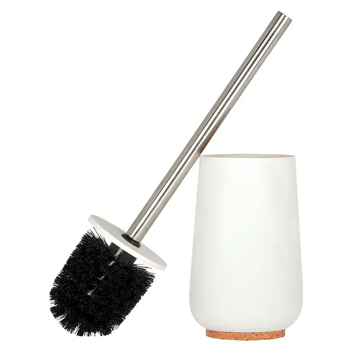 Venus Ivo WC-Bürstengarnitur - Polyresin, Weiß - Eine Toilettenbürste mit Halter in Weiß und Silber. Das Set ist eine elegante Ergänzung für jedes Badezimmer.