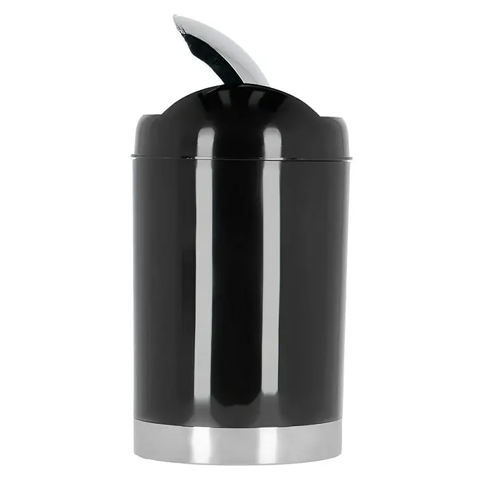 Venus Milano Badeimer - 5 l, Kunststoff, Schwarz - Eleganter schwarzer Abfalleimer mit silberfarbenem Pedal und Sockel. Das Design ist modern und stilvoll für jedes Badezimmer oder Küche.