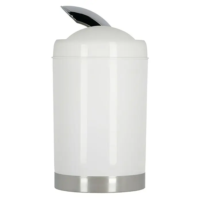 Venus Milano Badeimer - 5 l, Kunststoff, Weiß - Der elegante, weiße Kosmetikabfalleimer mit Chromakzent und praktischem Schwingdeckel ist eine stilvolle Ergänzung für jedes Badezimmer.