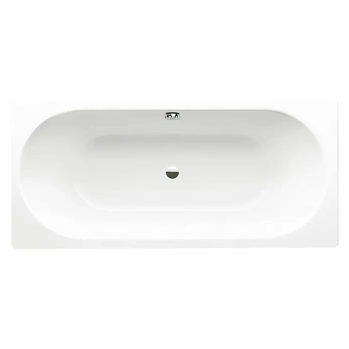 Kaldewei Badewanne Classic Duo 114 - 190 x 90 cm, Stahl-Email, Alpinweiß - Ein rechteckiger Acryl-Badewanne, ideal für entspannende Bäder mit sanften Kurven für Komfort. Sie verfügt über einen zentralen Abfluss und eine Armatur.