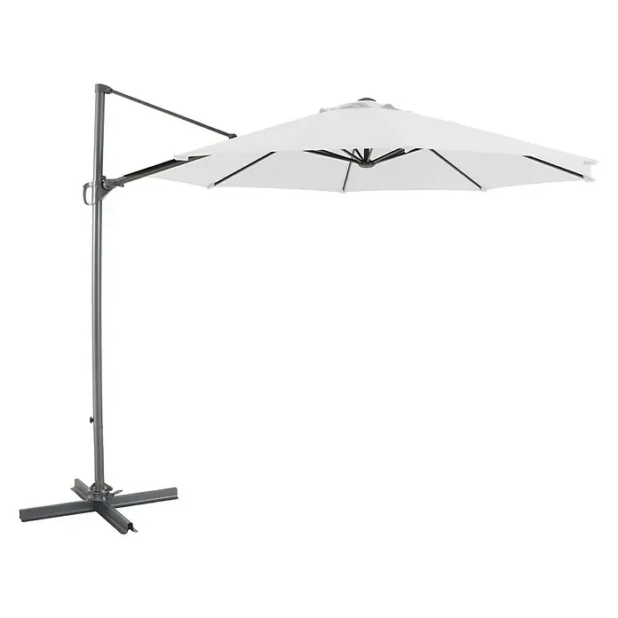 Sunfun Parasol de jardín Florenz - Crudo, Diámetro de cobertura: 300 cm - Elegante sombrilla de patio voladiza blanca con una estructura metálica resistente, perfecta para brindar sombra y estilo en tu jardín o espacio exterior.