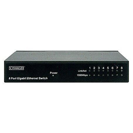 Schwaiger Netzwerkadapter (8-Port Switch, Schwarz, RJ45-Buchse)